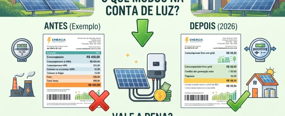 Energia solar ainda vale a pena em 2026? O que mudou na conta de luz